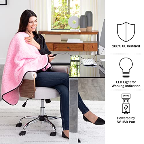 Stalwart Heated Blanket 2-Pack - Usb-Powered Sherpa Throw Blankets For Travel, Home, Office, Or Camping - Winter Car Accessories (Pink) #TOP5