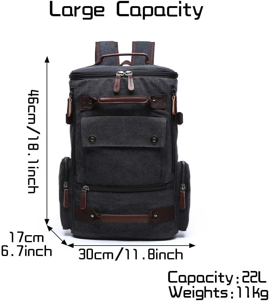 Vintage Canvas Backpack Casual Travel Rucksack 15.6inch Laptop Daypacks Hiking Camping Backpack - Image 5