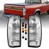 USR 98-04 D22 Pickup Truck Tail Light – Rear Tail Lamps Set (Left + Right) Pair - Compatible with 1998-2004 Nissan Frontier Pick Up Trucks All Models (CLEAR LENS TAIL LIGHTS with Bulbs)