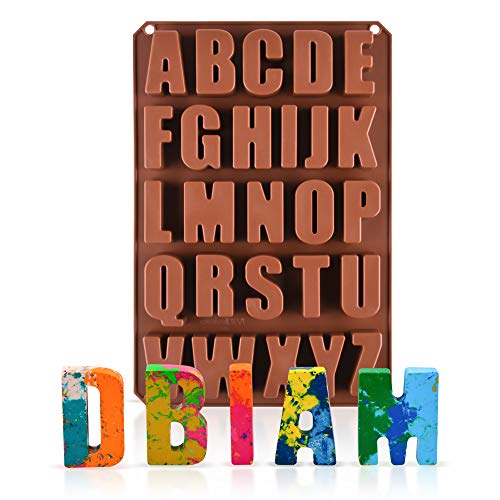 26 Cavities Large Letter Molds Silicone Alphabet Mold for Crayon, Resin, Chocolate, Candy, Wax, Cake Baking Decor (1) by CAKETIME - Used condition - US$8.99