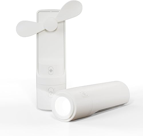 Airluxe - Mini ventilador portátil 3 en 1 recargable, ventilador de mano con batería de 35 horas de duración, batería de carga rápida y linterna,