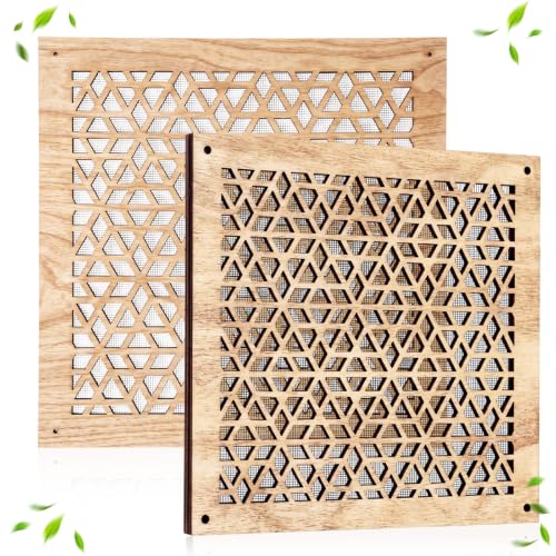 Chunful 2 Pcs Wood Ceiling Vent Covers Fit 10 x 10 Inches Decorative Grille