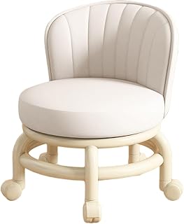 IEUDNS Low Rolling Stool Swivel Chair Stool 360 Degree Rotating Rolling Stool Low Roller Seat Stool for Shop, Beige