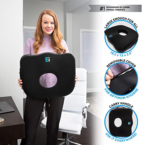 Ergonomic Innovations Orthopedic Donut Pillow: Memory Foam Chair Seat Cushion For Tailbone And Coccyx Pain, Sciatica, And Pressure Relief - Car, Desk, And Office Chair Pad Cushions And Pillows (Black) #TOP3