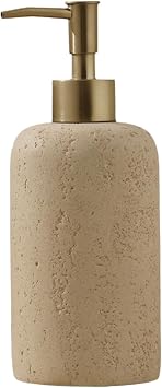 Liquid Soap Dispenser Refillable Stone Soap Dispenser Beige Travertine Liquid Shampoo Bottles Marble Hand Soap Dispenser for Bathroom Kitchen Decor