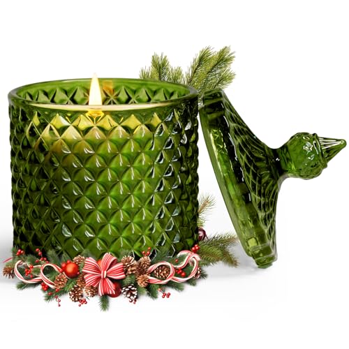 Red Berry Balsam Cedar Pine Scented Candles, Woody Fragrance Candles, Christmas Candles, Holiday Gifts, Large Jar Candle for Home Scented, Aromatherapy Candle Soy Wax