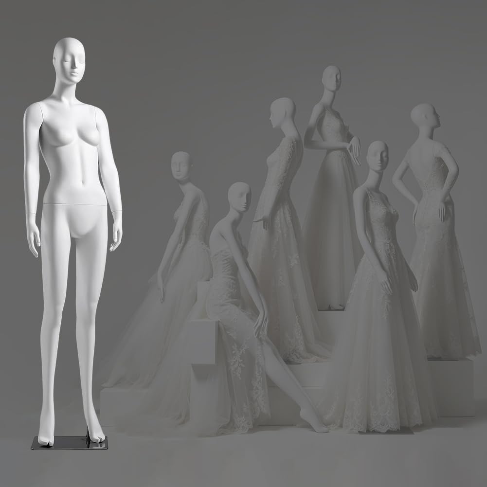 PA-DABAOO Female Mannequin Full Body for Wedding Dress Showcase,Full Body Retail Display Form with Base,Manikin Torso Stand for Clothing Retail Shop & Photography,B
