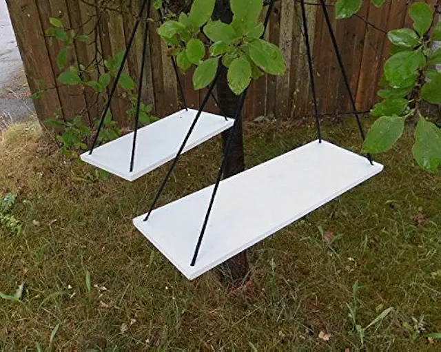 Deko-Impression Deckenhänger 2er Set Küchenhänger Hängeregal Schweberegal Weiss 55+38 cm