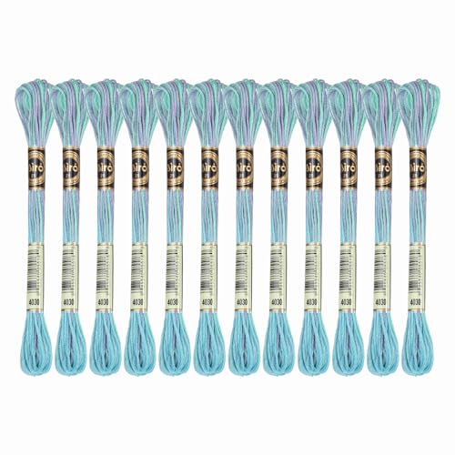 Image of PATIKIL 12 Skeins Embroidery Floss, Polyester Embroidery Threads Bracelets String for Cross-Stitch Hand Embroidery, Green Purple