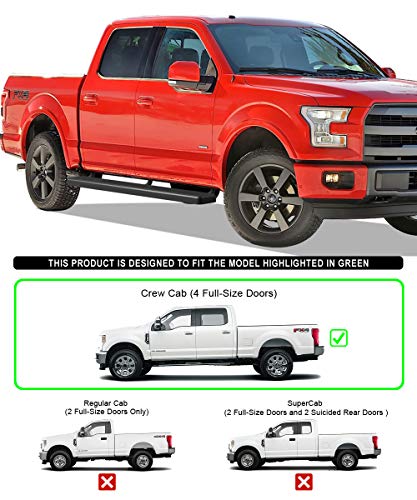 Estribos de Acero Inoxidable Negro 6in para Ford F150 y F250 miniatura 2