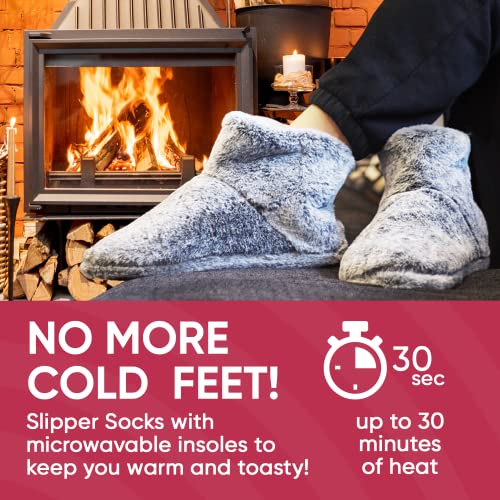 Snook-Ease Heated Booties Thick Warm Winter Feet Warmers With Microwavable Heatable Inserts – Heated Booties Foot Heater For Cold Feet – Heated Foot Warmers (Gray, Women 8-9 / Men 7-8) #TOP3