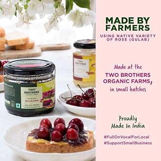 Rose Petal Jam Gulkand 10.6 Oz | Made from Premium Chaitri Rose Naturally Sweetened with Unrefined Rock Sugar & Raw Honey |Best for Pan,Ice Cream & Smoothies | Two Brothers Organic Farms