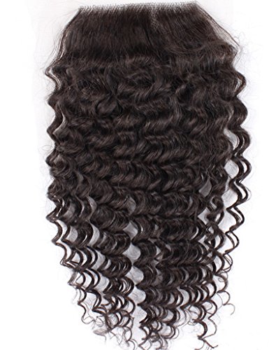 Persephone 3.5x4 Brazilian Curly Human Hair Lace Closures Free Part 100% Unprocessed Remy Hair Closure Top Extensions Bleached Knots With Baby Hair 20 inches Natural Color