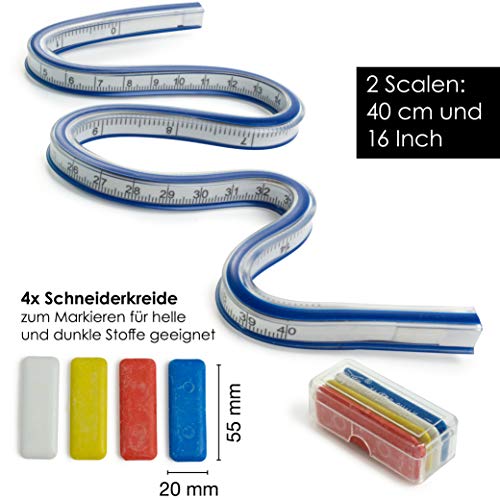 2 Curvilinee Flessibili 30 E 60 Cm - Per Cucito, Disegno E Modellismo - Doppia Scala Metrica/Imperiale - Foto 8