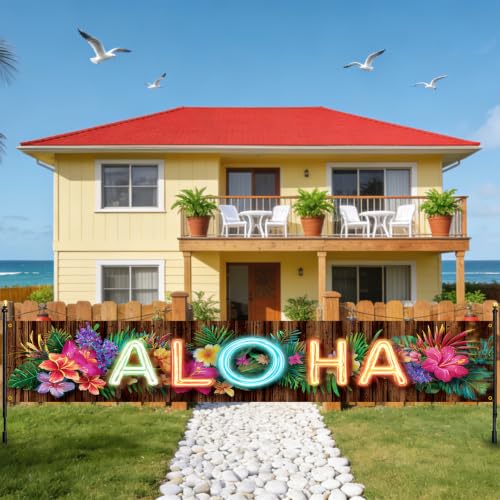 Image of Nuxovilar Aloha Banner Hawaiian Party Decorations 118.11x19.68 Inches