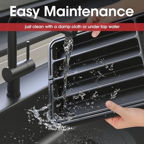 Aujen Silverware Organizer - Expandable Kitchen Drawer Organizer, Adjustable Utensil Organizer, Cutlery Tray for Forks, Knives, Multipurpose Kitchen Organizers and Storage Solution, Black, Medium