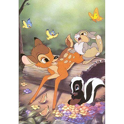 5D Diamant Broderie Résine Point de Croix Peinture Kits DIY Broderie Décoration Salon Chambre Autocollant mural Diamond Painting Kits Complets Cerf de dessin animé et lapin de dessin animé 30X40cm