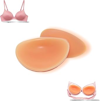 Silicone Bra Inserts Push Up Pads, Non-Adhesive Reusable Invisible Breast Enhancers for A-D Cup, Add 2 Cup Size Natural Look, Unlined Bra Paddings for Bikini Swimsuit Wedding Dress Beige 1 Pair