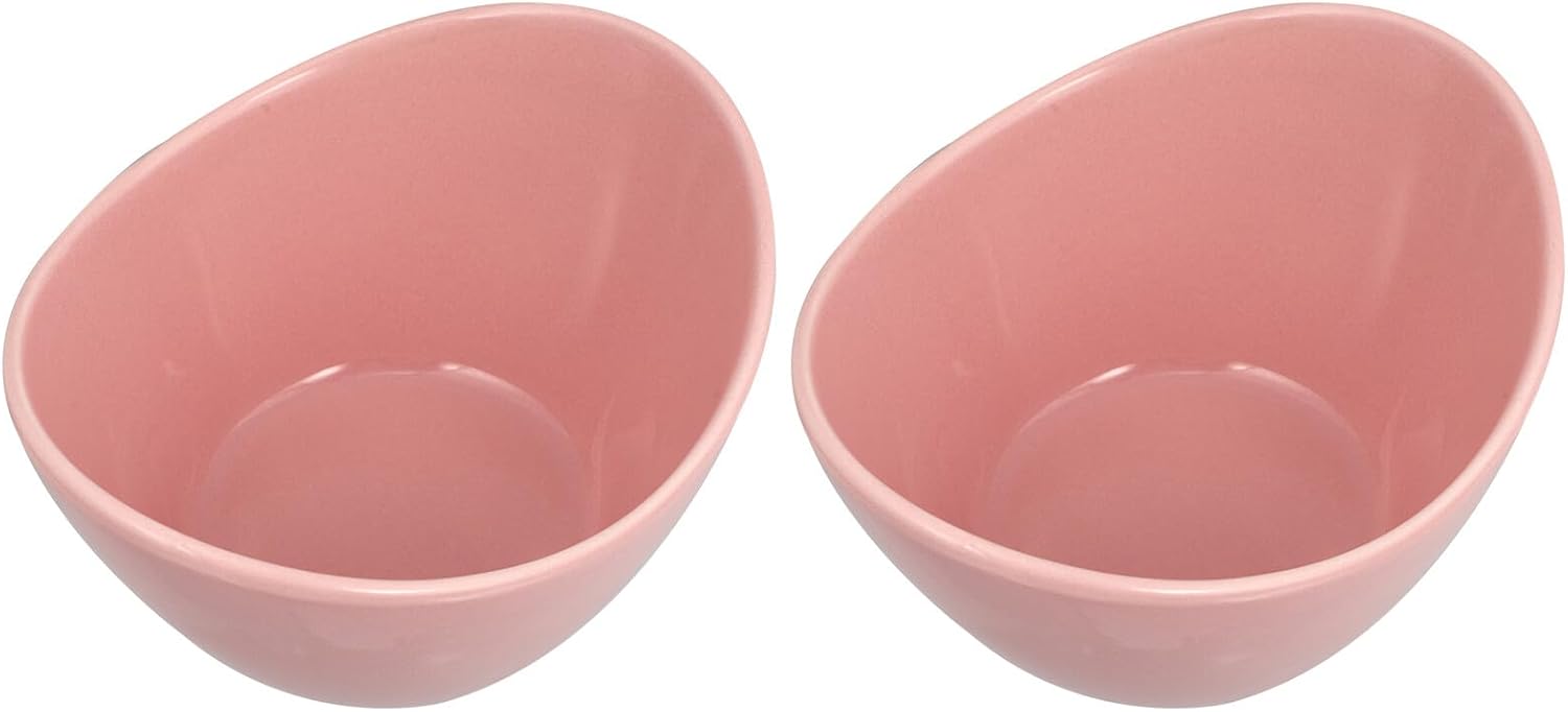 2pcs Small Pink Ceramic Fruit Salad Bowls Rice Noodle Soup Bowls Food Serving Tableware for Home Kitchen Dining