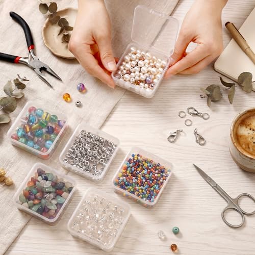 Image of SATINIOR 300 Packs Clear Small Plastic Containers 2.9 X 2.9 X 1 Inches Transparent Storage Box with Hinged Lid in Bulk for Jewelry Hardware Crafts Small Items