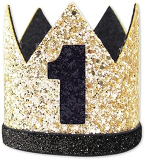 Baby 1st Birthday Crown Hat, Birthday Party Decorations, Kids Party Props Shooting, Party Supplies (Black Gold)