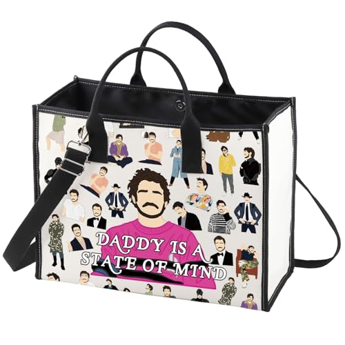 WZMPA Pedro Pascal Inspired Tote Bag - Daddy Is A State Of Mind Reusable Grocery Bag For Movie Fans