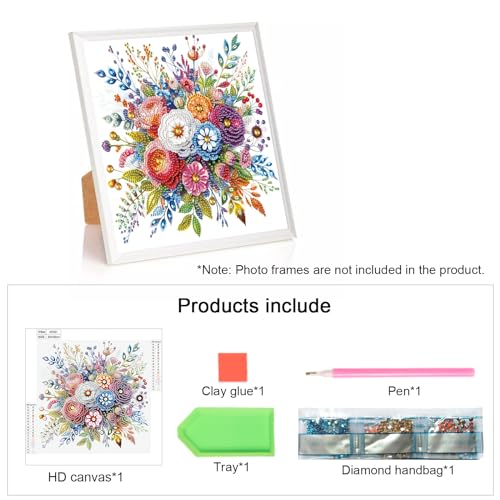 Image of AiYuanzsh 5D Special Shape Flower Diamond Art Kits for Beginners, Floral Diamond Art Kits for Adults, Crystal Rhinestones Diamond Painting for Home Wall Decoration Gift 12x12inch
