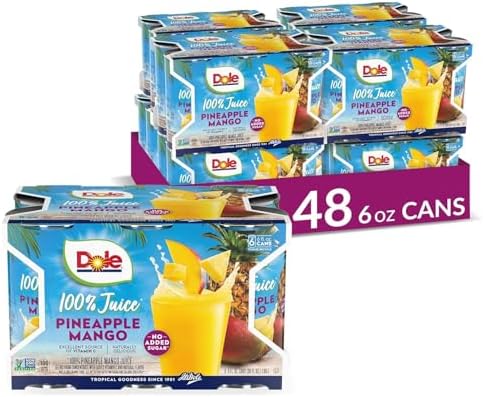 Dole 100% Pineapple Mango Juice, 6 Fl Oz, Pack of 6