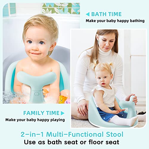 Cute Whale Shape Baby Bath Seat - Breathable And Elastic Mesh Silicone Cushion - Ergonomic Backrest - 4 Powerful Non-Slip Suction Cups - Ideal Gift For Infants 6-36 Months (Green) #TOP1