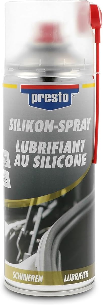 presto Silikonspray, 400 ml, Antistatisch, Schutz gegen Witterung, Wasserverdrängend, Ideal für Gummiteile, Effektives Schmiermittel