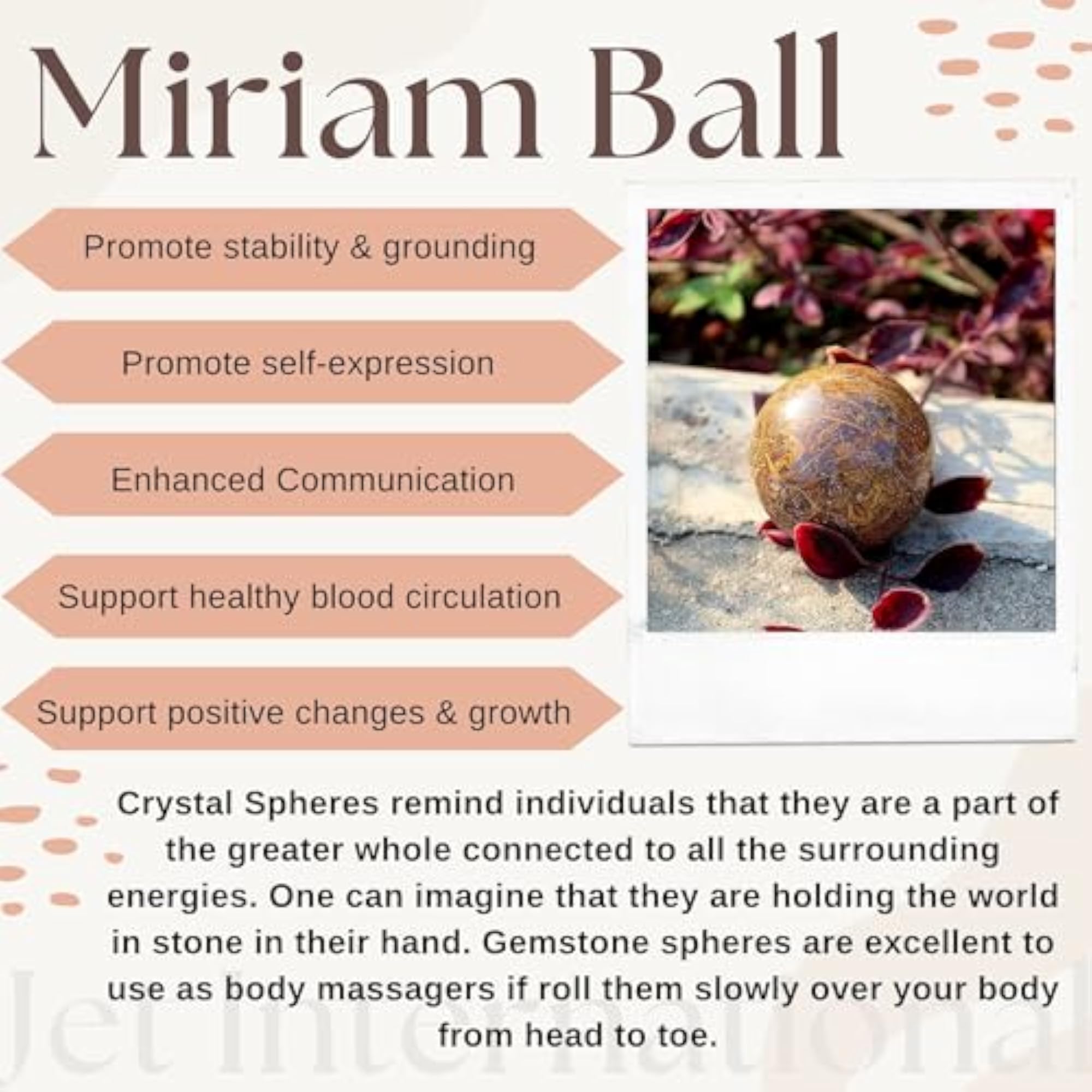 Jet Miriam Hand Carved Crystal Ball Sphere, Healing