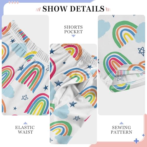 Rainbow Star Boys Long Pants Soft Trousers Elastic Waist Kids Lounge Bottoms with Pockets S-XL4