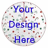 Christmas Tree Skirt with Your Photos - Large Xmas Tree Mat, Personalized Name/Photo Tree Skirt Deco