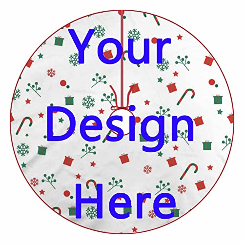 Christmas Tree Skirt With Your Photos - Large Xmas Tree Mat, Personalized Name/Photo Tree Skirt Decor Gift For Family Merry Christmas Party New Year Festive Holiday Decorations (48") #TOP17