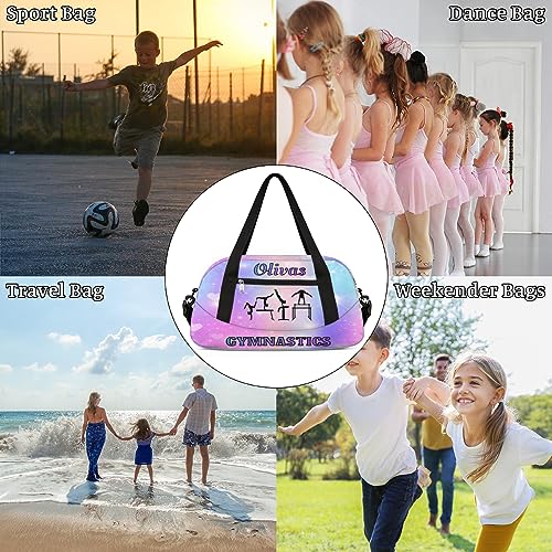 Personalized Dance Bag Gym Bag for Girl, Custom Sport Duffel Bag Weekender Bags Travel Duffel Bag Gymnastics Colorful Rainbow