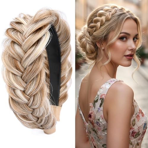 DIGUAN Wide Messy Braided Headband With Teeth Synthetic Hair Plaited