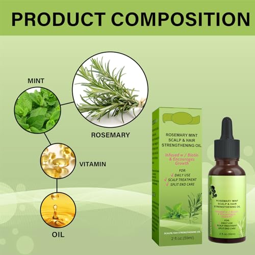Rosemary Mint Scalp & Hair Strengthening Oil, Rosemary Oil for Hair Growth, Rosemary Essential Oils for Dry Damaged Hair Thinning Hair and Hair Loss, Nourishes Scalp, Hair Growth Products for Women Me