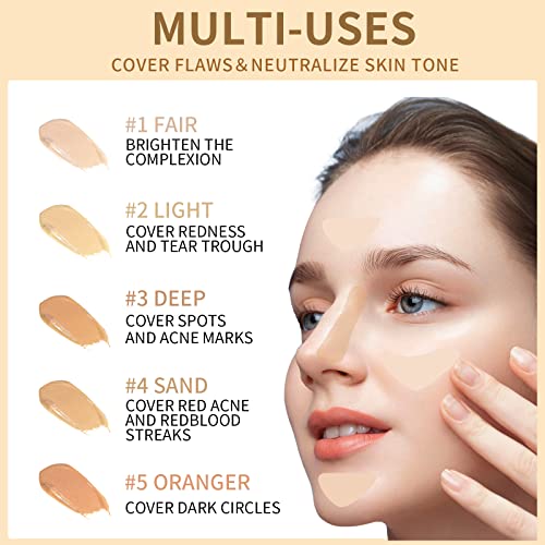 Falocutus 5 In 1 Multi-Use Correcting Concealer Palette,Waterproof Long Lasting Contour Palette,Professional Creamy Concealer Kit For Women,Easy To Create Full Coverage And Natural Finish.#2 #TOP1