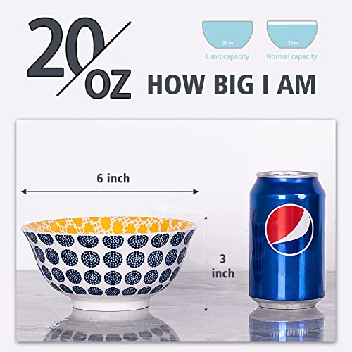 Delling Cereal Bowls 20 Oz - Colorful Bowls For Kitchen, 6 Inch Ceramic Bowl Set For Dessert, Soup, Rice, Salad, Snack - Dishwasher, Microwave, And Oven Safe - Set Of 6 #TOP1