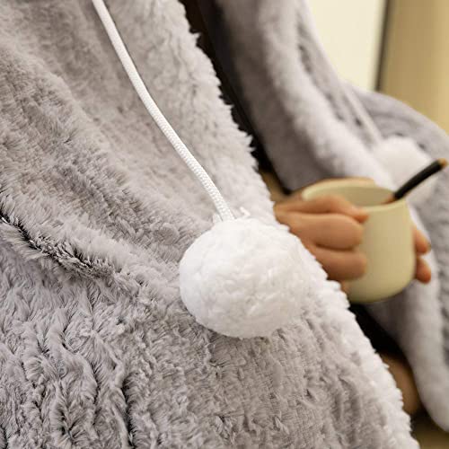 Vangao Wearable Blanket Hooded Throw Blanket Striped Fluffy Heavy Duty For Couch Chair Bed Sofa Oversized Hoodie Soft Winter Blanket Sherpa Reverse Cozy Xmas Decorations 50X70 Inch Brindle #TOP1