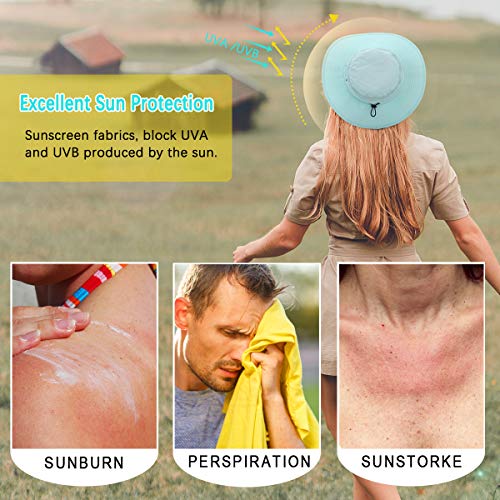 Jane Shine Outdoor Sun Hat Bucket Hats For Women Sun Protection Mesh Cap Quick-Dry Upf 50+ Coral Blue #TOP4