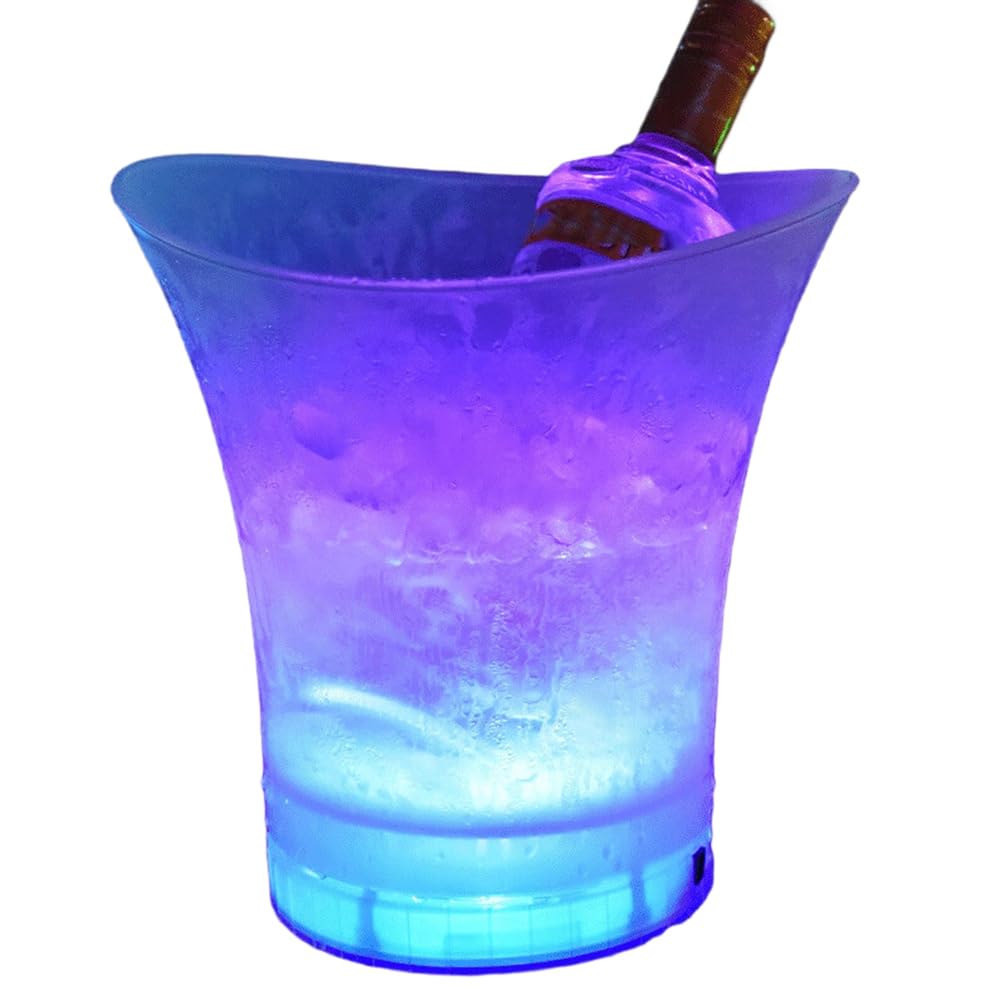UDSKNV[KSL LED Ice Bucket, Illuminated Champagne Bucket, Waterproof Plastic Bar, Champagne Crate, Beer Blue