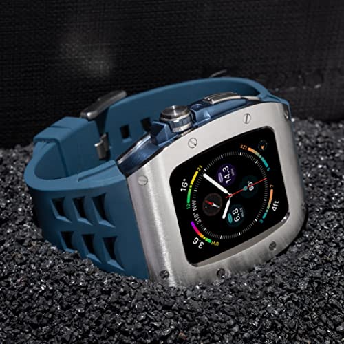 Kit de modification pour Apple Watch 45mm EZZON Coque métal et bracelet