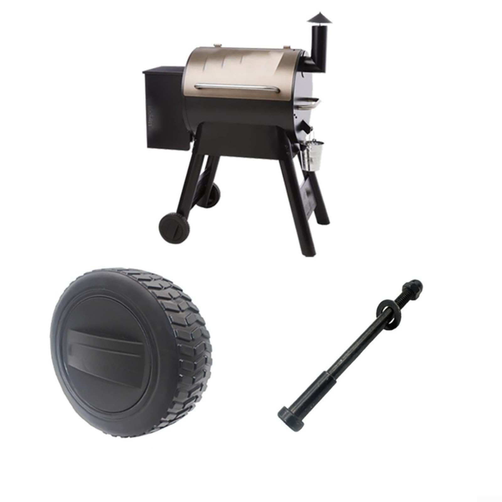 Rotelle silenziose in gomma per barbecue Traeger, 75 x 40 mm | Confezione da 2 ruote di ricambio silenziose in gomma per griglie Traeger, 75 x 40 mm, per ruote pesanti per un movimento