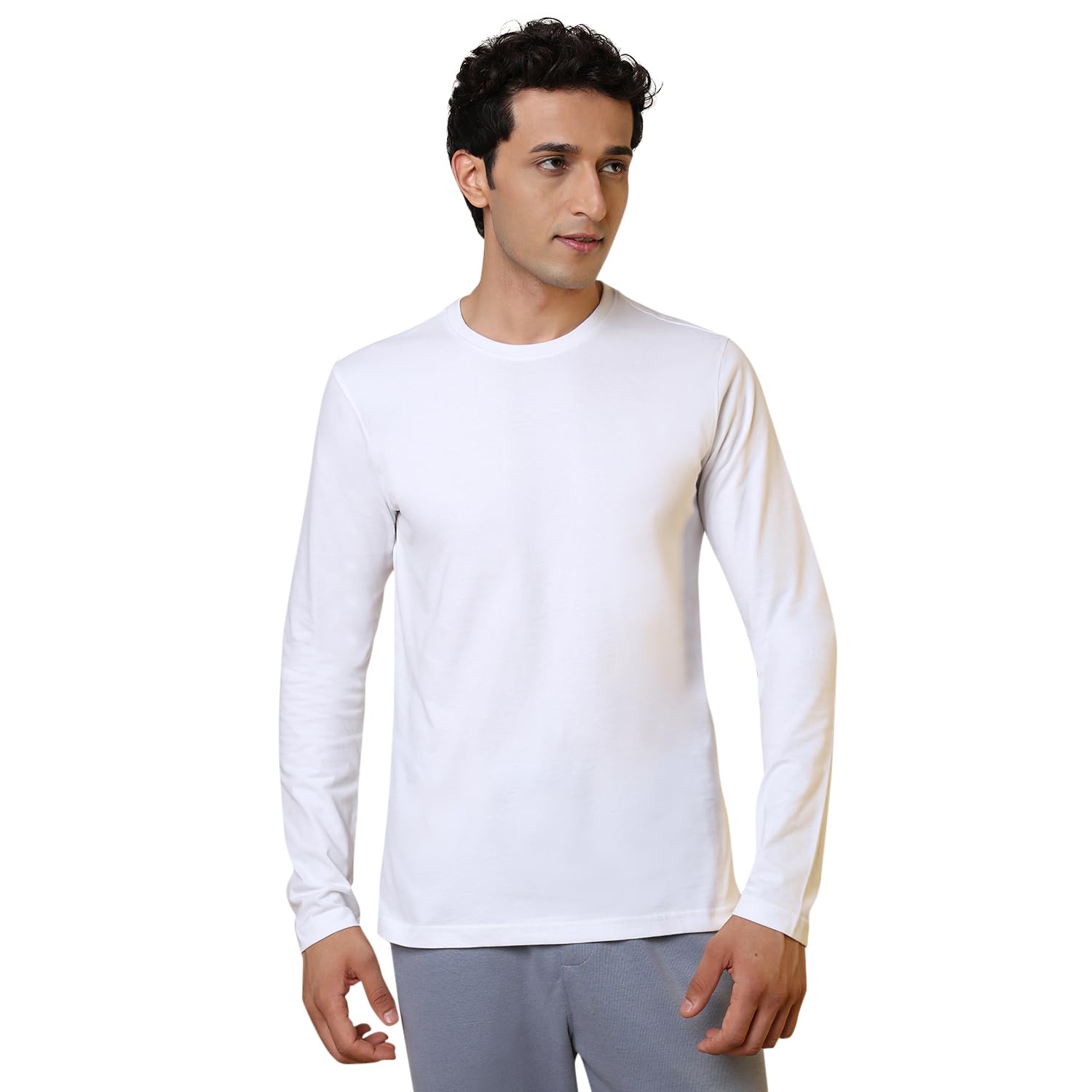 sleepz by raymond Men Full Sleeve Regular Fit Solid Pattern Pure Cotton Round Neck T-Shirt-picture-17