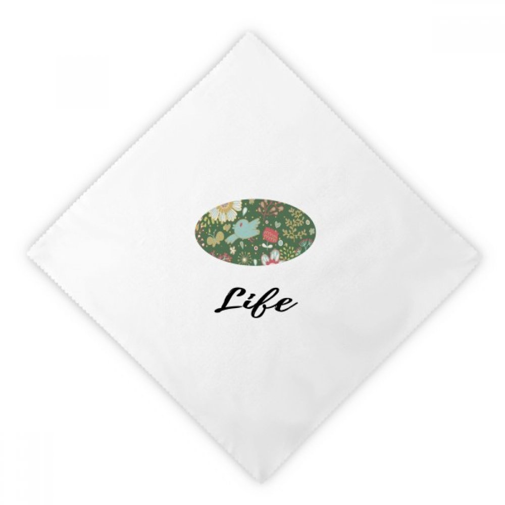 Serviettes en tissu vert foncé à motif fleur blanche réutilisables grand format x2