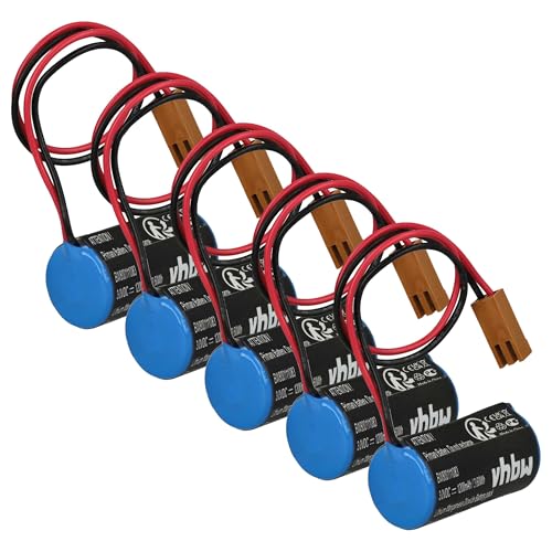 vhbw 5X batería Compatible con Panasonic FP2-C3P Programmable Controller, FP2SH CPU Units Robot Industrial (1200 mAh, 3 V, Li-MnO2)