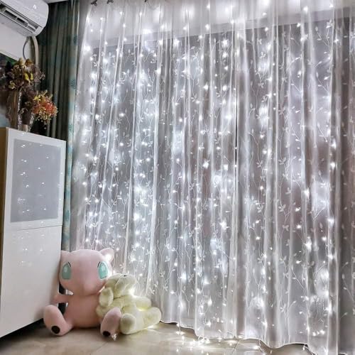 wisdom line Guirlandes Lumineuses pour Rideau de Douche, Étanches Blanc Chaud à Piles pour Salle de Bain Décoration Intérieure Extérieure (Lumière blanche, 112led)