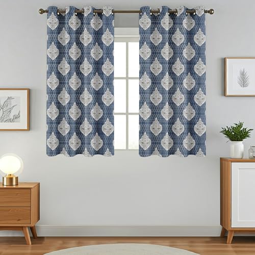 Image of Homefab India 1 Piece Polyester Printed Curtains Room Darkening Panel - Window 5 feet, Damask Grey Curtain