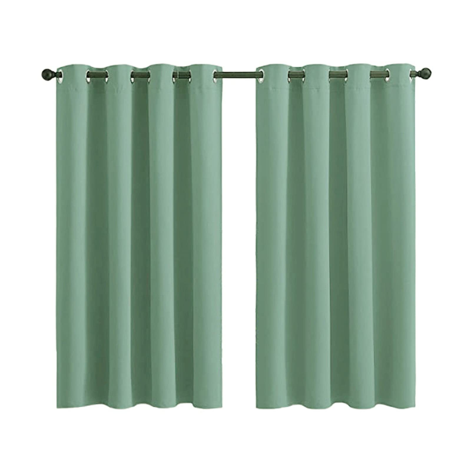 Rideaux occultants verts à oeillets 2 pièces pour fenêtre de salon